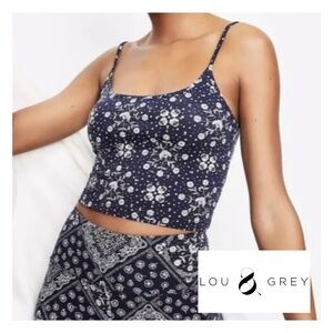 Lou & Grey Navy Floral Cropped Tank Top